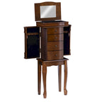 Armoire à bijoux sur pied avec miroir, en noyer, pour 1 personne