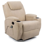 Fauteuil inclinable massant pivotant, tissu, une place – Marron / Beige / Gris