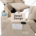 Fauteuil inclinable massant pivotant, tissu, une place – Marron / Beige / Gris