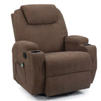 Fauteuil inclinable massant pivotant, tissu, une place – Marron / Beige / Gris