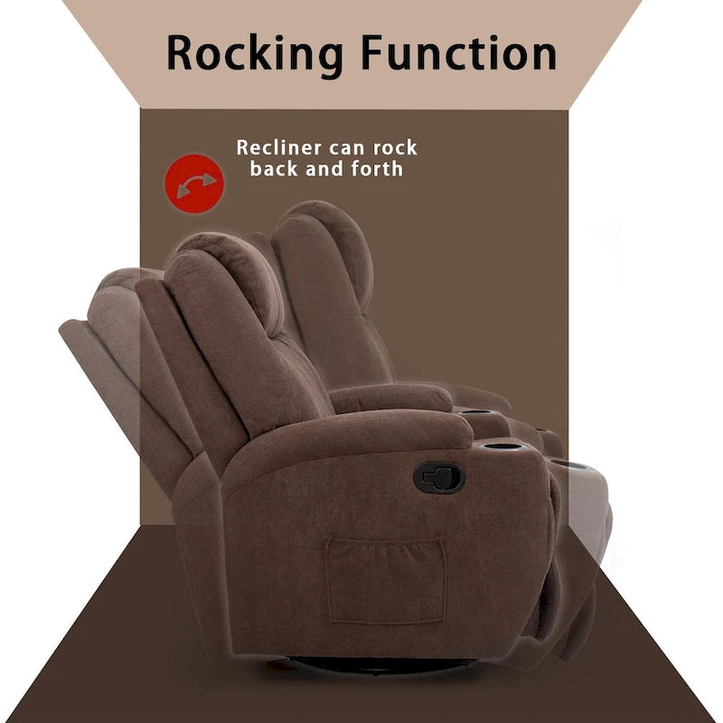 Fauteuil inclinable massant pivotant, tissu, une place – Marron / Beige / Gris