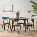 Ensemble de salle à manger rectangulaire Mid-Century, Bois naturel et multicolore, 5 pièces (4 places)