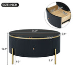 Table basse ronde blanc cassé / noire avec 2 tiroirs