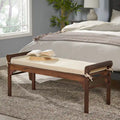 Banc à lattes en bois d'acacia acajou/gris et crème avec coussin, 1 place
