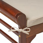 Banc à lattes en bois d'acacia acajou/gris et crème avec coussin, 1 place