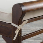 Banc à lattes en bois d'acacia acajou/gris et crème avec coussin, 1 place