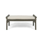Banc à lattes en bois d'acacia acajou/gris et crème avec coussin, 1 place