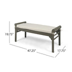 Banc à lattes en bois d'acacia acajou/gris et crème avec coussin, 1 place