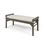 Banc à lattes en bois d'acacia acajou/gris et crème avec coussin, 1 place