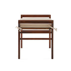 Banc à lattes en bois d'acacia acajou/gris et crème avec coussin, 1 place