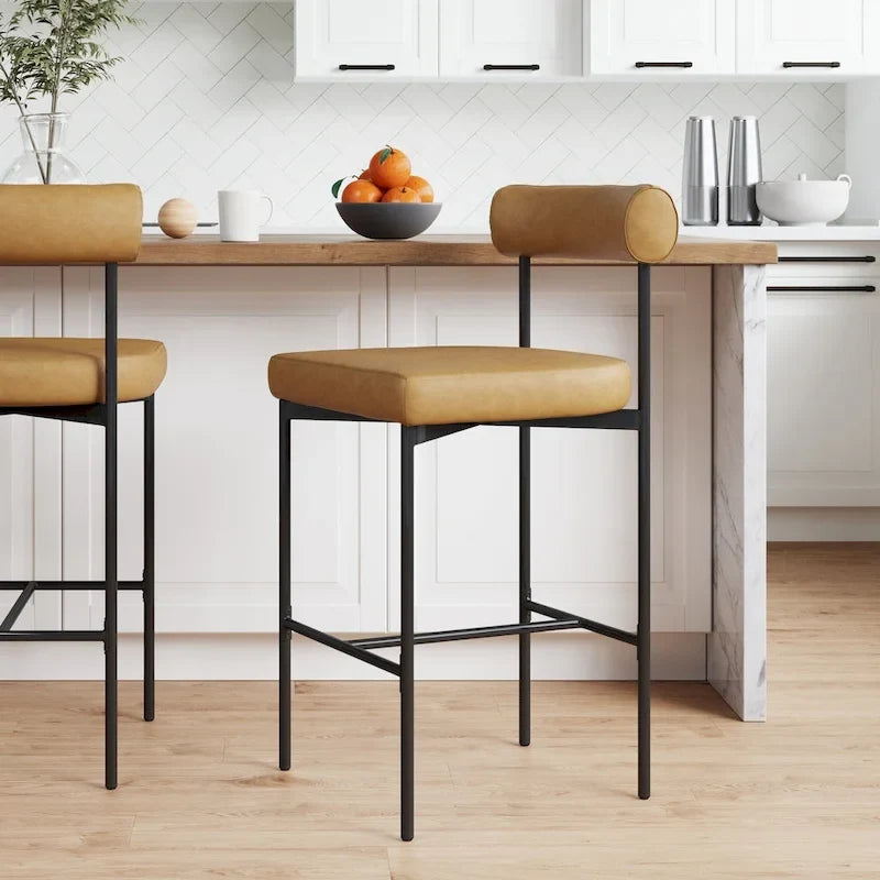 Nathan James Dahlia Counter Height Barstool or Dining Chair with Back and Upholstered Cushion
