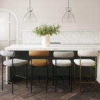 Tabouret de bar et chaise de salle à manger en métal mi-siècle Boucle marron/gris clair/or/crème avec dossier rembourré – De l'unité au lot de 6
