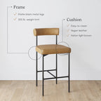 Tabouret de bar et chaise de salle à manger en métal mi-siècle Boucle marron/gris clair/or/crème avec dossier rembourré – De l'unité au lot de 6