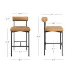 Tabouret de bar et chaise de salle à manger en métal mi-siècle Boucle marron/gris clair/or/crème avec dossier rembourré – De l'unité au lot de 6