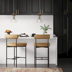 Tabouret de bar et chaise de salle à manger en métal mi-siècle Boucle marron/gris clair/or/crème avec dossier rembourré – De l'unité au lot de 6