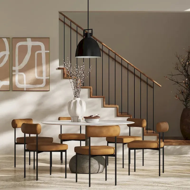 Tabouret de bar et chaise de salle à manger en métal mi-siècle Boucle marron/gris clair/or/crème avec dossier rembourré – De l'unité au lot de 6