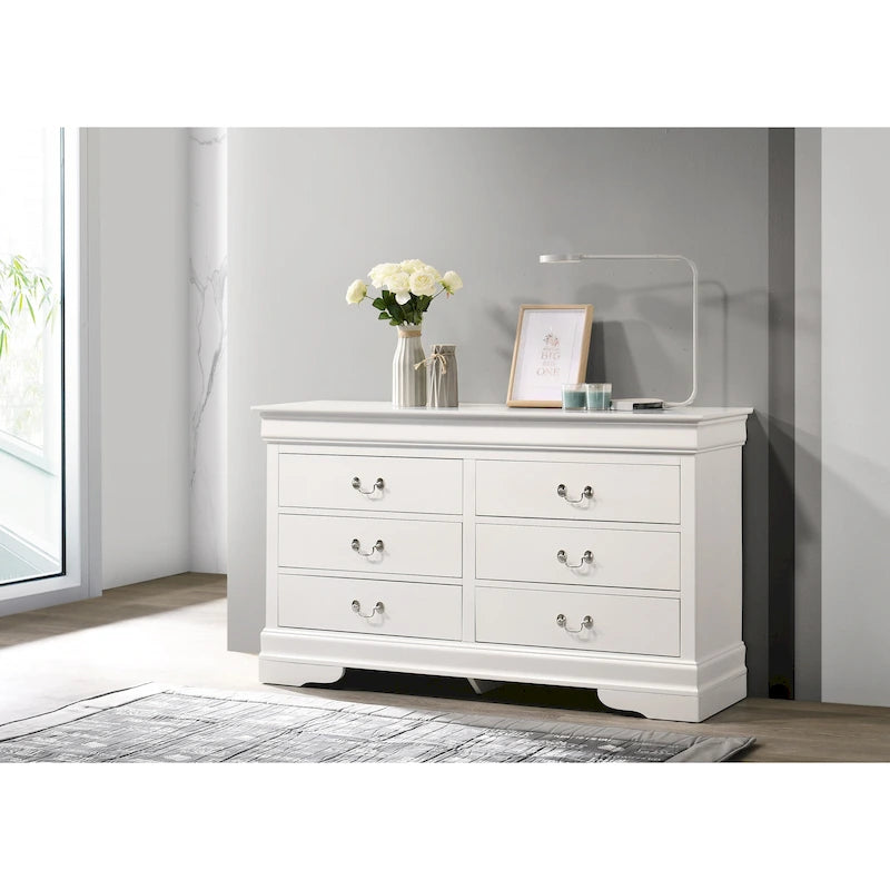 Commode de chambre 6 tiroirs, style traditionnel, plusieurs coloris disponibles, montage par 1 personne