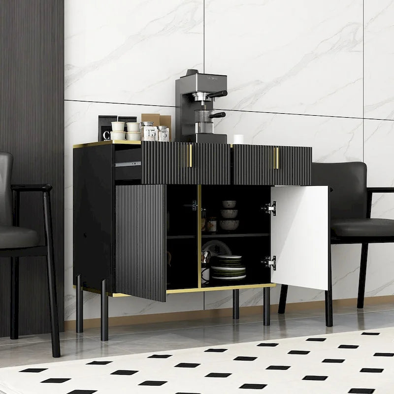 Buffet de cuisine pop-up, blanc/noir, 1-2 tiroirs, pour 1-2 personnes