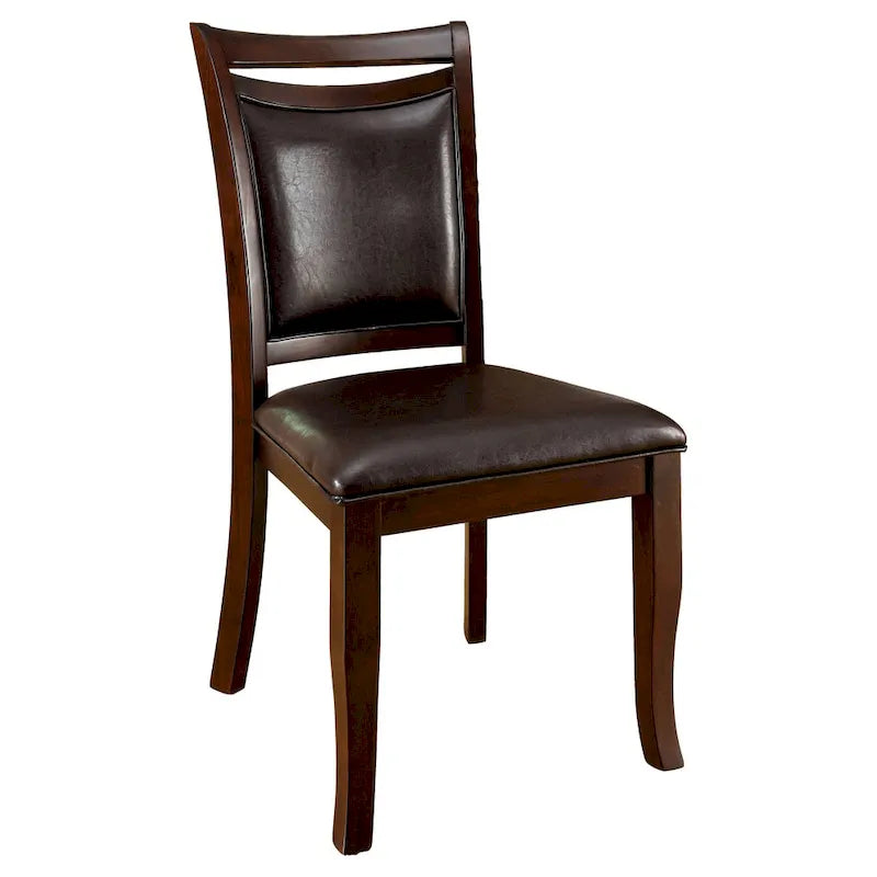 Chaises de salle à manger en similicuir imitation cerisier foncé/expresso, style contemporain, ensemble de 2