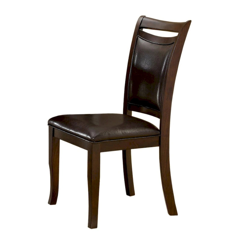Chaises de salle à manger en similicuir imitation cerisier foncé/expresso, style contemporain, ensemble de 2