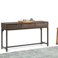 Console industrielle de style Mid-Century en bois marron noyer avec plateau et 3 tiroirs – 54" de large, 1 pièce