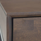 Console industrielle de style Mid-Century en bois marron noyer avec plateau et 3 tiroirs – 54" de large, 1 pièce