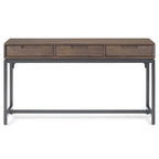 Console industrielle de style Mid-Century en bois marron noyer avec plateau et 3 tiroirs – 54" de large, 1 pièce
