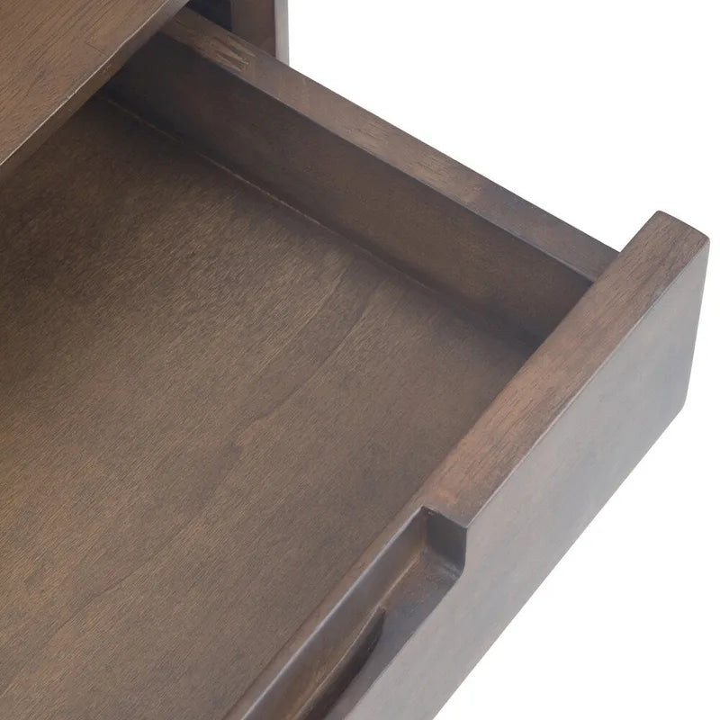Console industrielle de style Mid-Century en bois marron noyer avec plateau et 3 tiroirs – 54" de large, 1 pièce