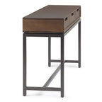 Console industrielle de style Mid-Century en bois marron noyer avec plateau et 3 tiroirs – 54" de large, 1 pièce
