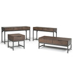 Console industrielle de style Mid-Century en bois marron noyer avec plateau et 3 tiroirs – 54" de large, 1 pièce