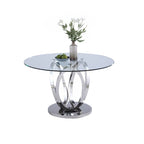 Table à manger ronde en verre trempé, Acier, 4 à 6 places