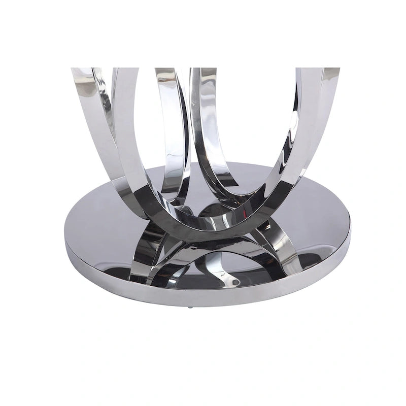 Table à manger ronde en verre trempé, Acier, 4 à 6 places