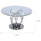Table à manger ronde en verre trempé, Acier, 4 à 6 places