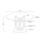 Table à manger ronde en verre trempé, Acier, 4 à 6 places