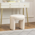 Pouffe rond blanc/beige, tissu Teddy, 1 personne