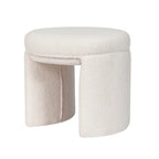 Pouffe rond blanc/beige, tissu Teddy, 1 personne