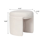 Pouffe rond blanc/beige, tissu Teddy, 1 personne