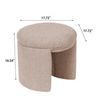 Pouffe rond blanc/beige, tissu Teddy, 1 personne