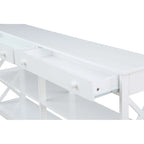 Console de 152 cm avec 2 tiroirs et 3 étagères – Blanc / Noir / Espresso / Gris