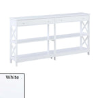 Console de 152 cm avec 2 tiroirs et 3 étagères – Blanc / Noir / Espresso / Gris