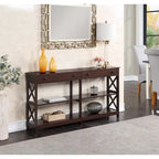 Console de 152 cm avec 2 tiroirs et 3 étagères – Blanc / Noir / Espresso / Gris