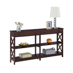 Console de 152 cm avec 2 tiroirs et 3 étagères – Blanc / Noir / Espresso / Gris