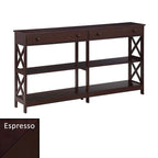 Console de 152 cm avec 2 tiroirs et 3 étagères – Blanc / Noir / Espresso / Gris