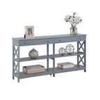 Console de 152 cm avec 2 tiroirs et 3 étagères – Blanc / Noir / Espresso / Gris
