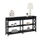 Console de 152 cm avec 2 tiroirs et 3 étagères – Blanc / Noir / Espresso / Gris