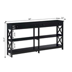 Console de 152 cm avec 2 tiroirs et 3 étagères – Blanc / Noir / Espresso / Gris