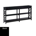 Console de 152 cm avec 2 tiroirs et 3 étagères – Blanc / Noir / Espresso / Gris