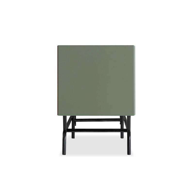 Meuble TV 60", Meuble multimédia à 3 tiroirs, Vert sauge/Indigo/Blanc/Gris, Montage par 1 personne