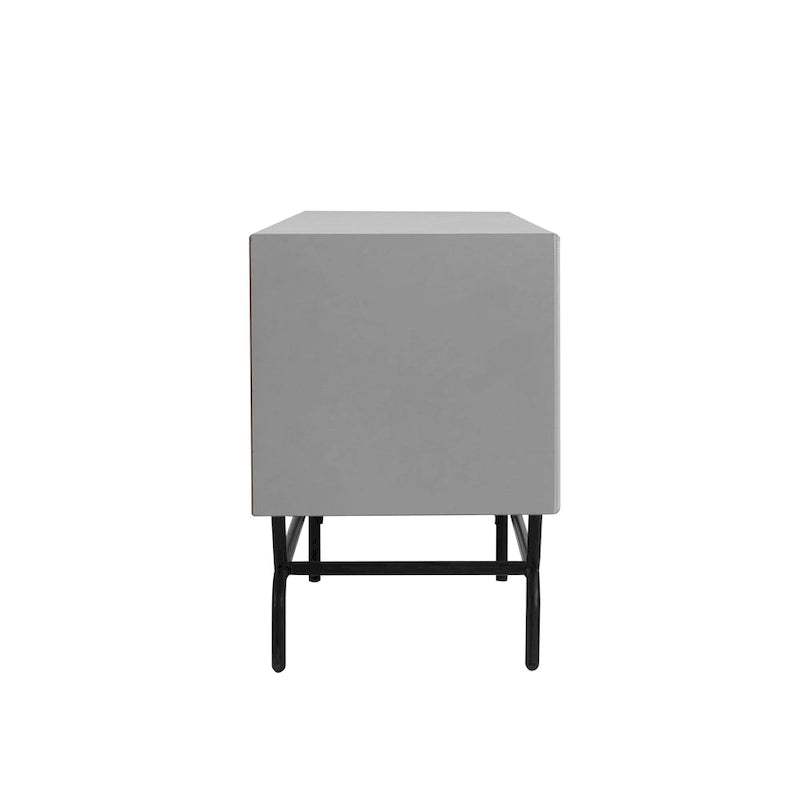 Meuble TV 60", Meuble multimédia à 3 tiroirs, Vert sauge/Indigo/Blanc/Gris, Montage par 1 personne