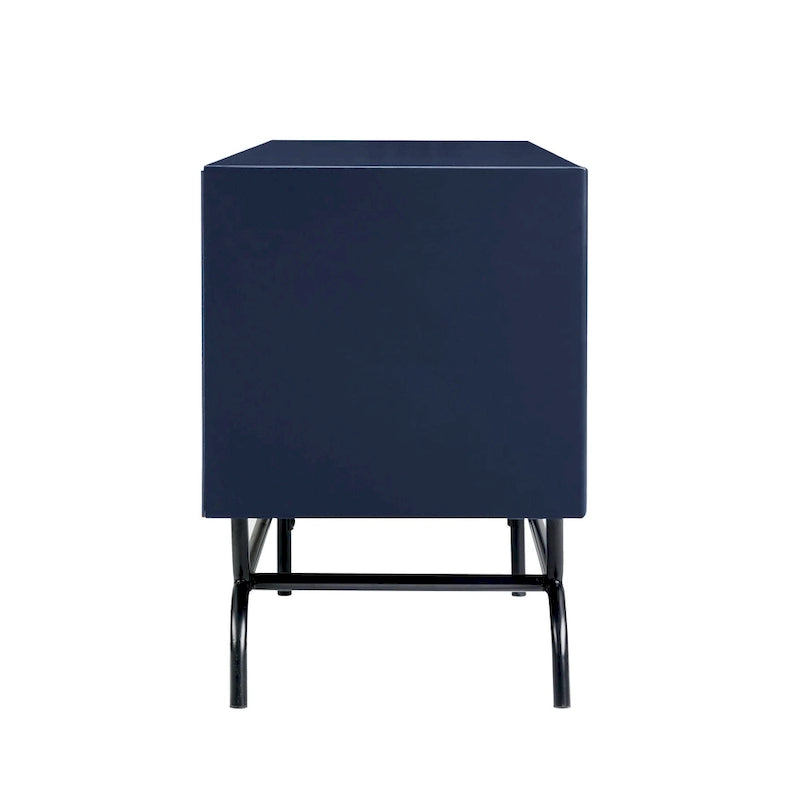 Meuble TV 60", Meuble multimédia à 3 tiroirs, Vert sauge/Indigo/Blanc/Gris, Montage par 1 personne